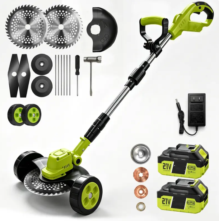 21V 3-in-1 Cordless Grass Trimmer with 2 Batteries
