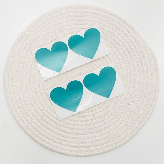 Heart 7x8cm Scratch-Off Sticker (Turquoise) - Pack of 50