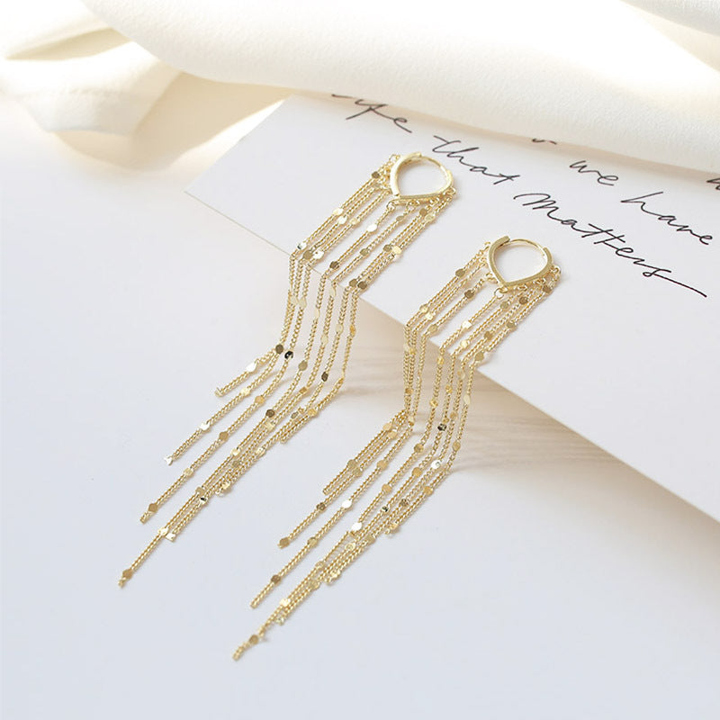14K Gold-Plated Long Tassel Earrings