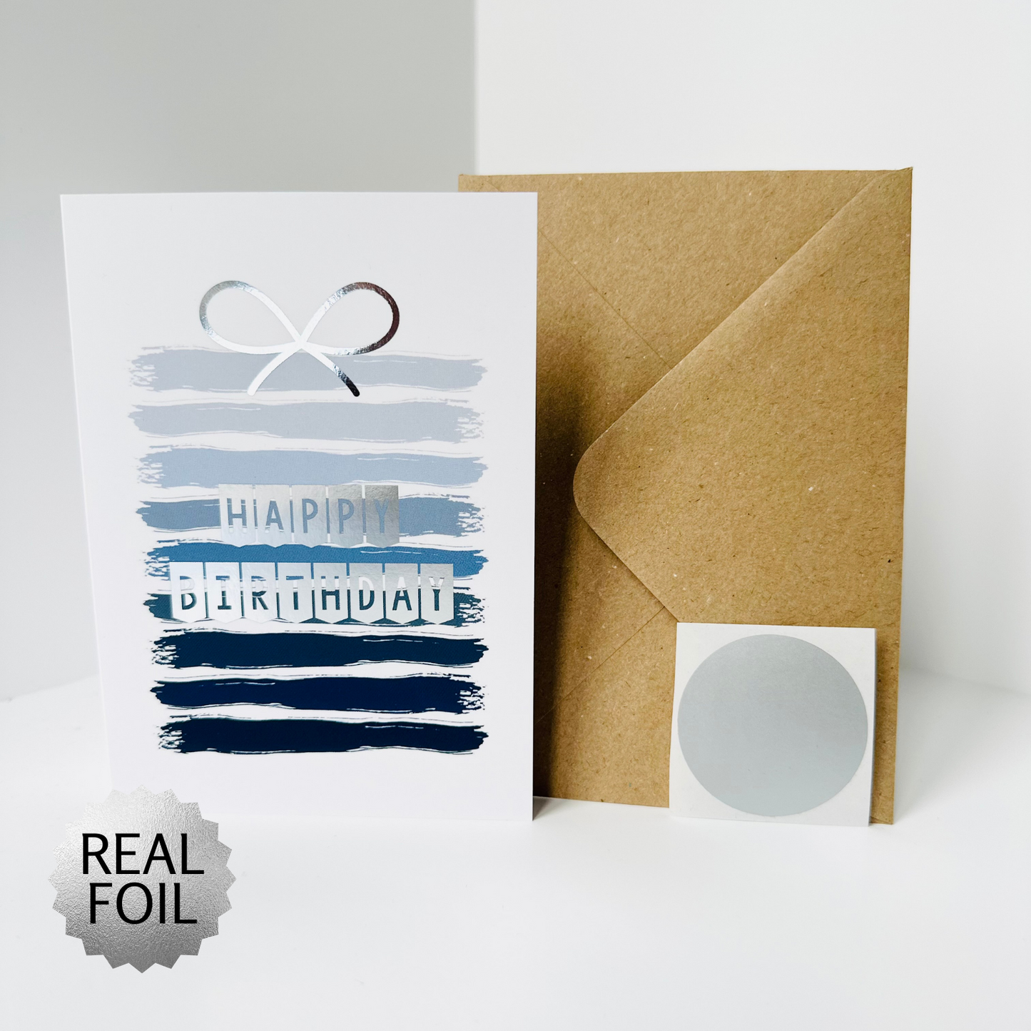 Birthday Silver Foiled DIY Scratch Reveal Card - Blue Present