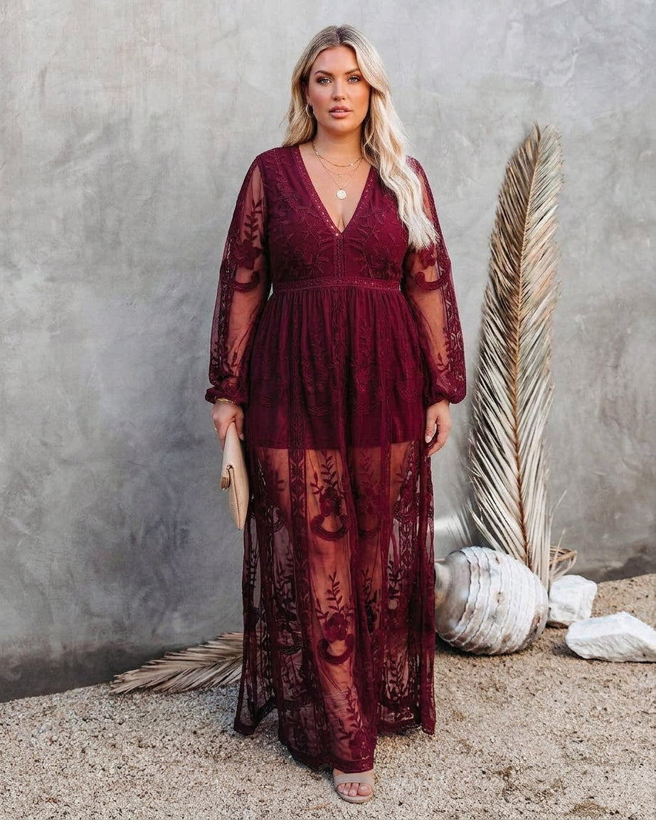V-Neck Floor-Length Dress