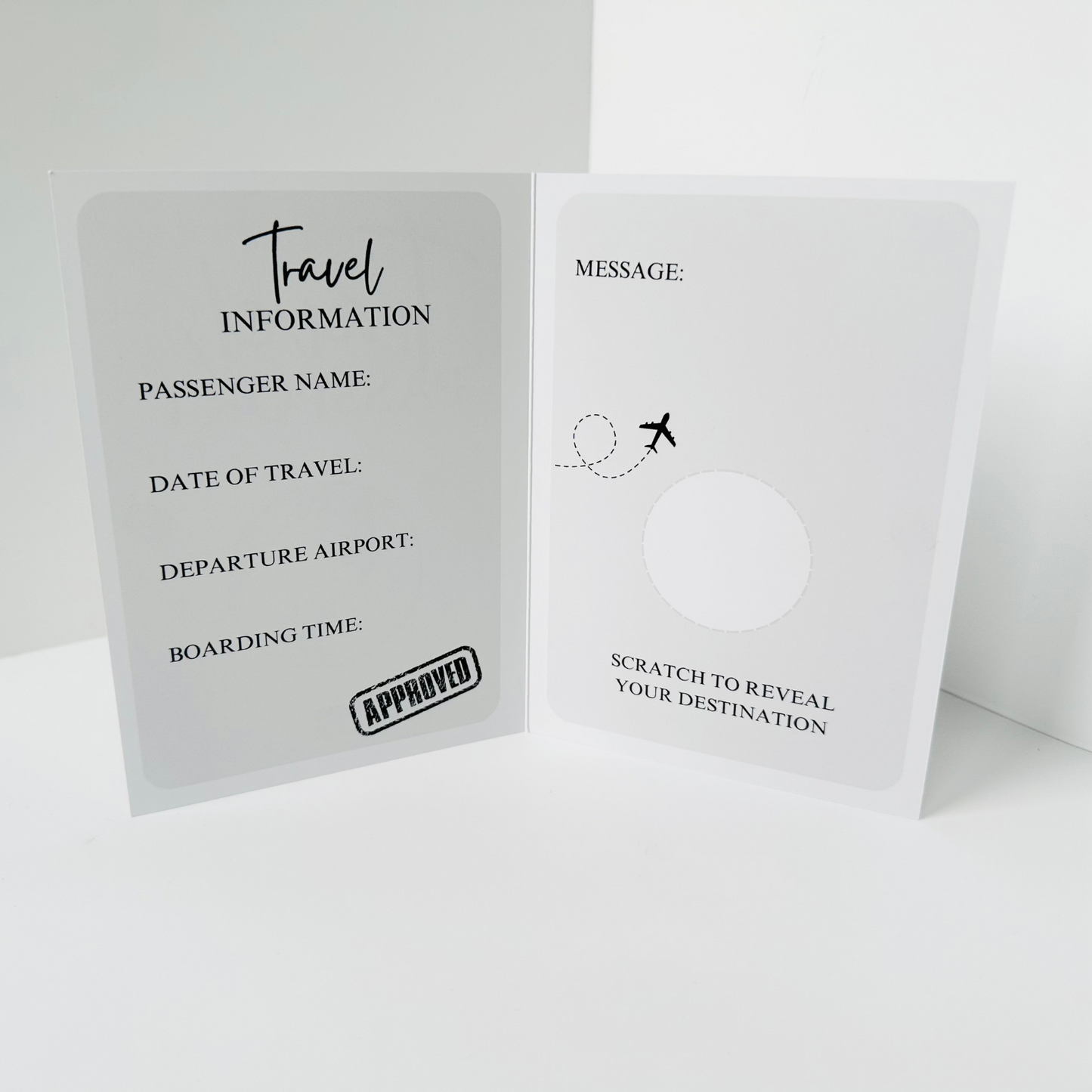 Travel Passport Silver Foiled DIY Scratch Reveal Card - Grey and Silver