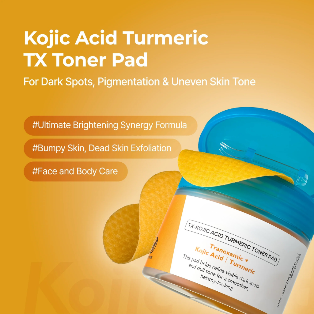 Kojic Acid Turmeric TX Toner Pads for Dark Spots and Uneven Skin Tone