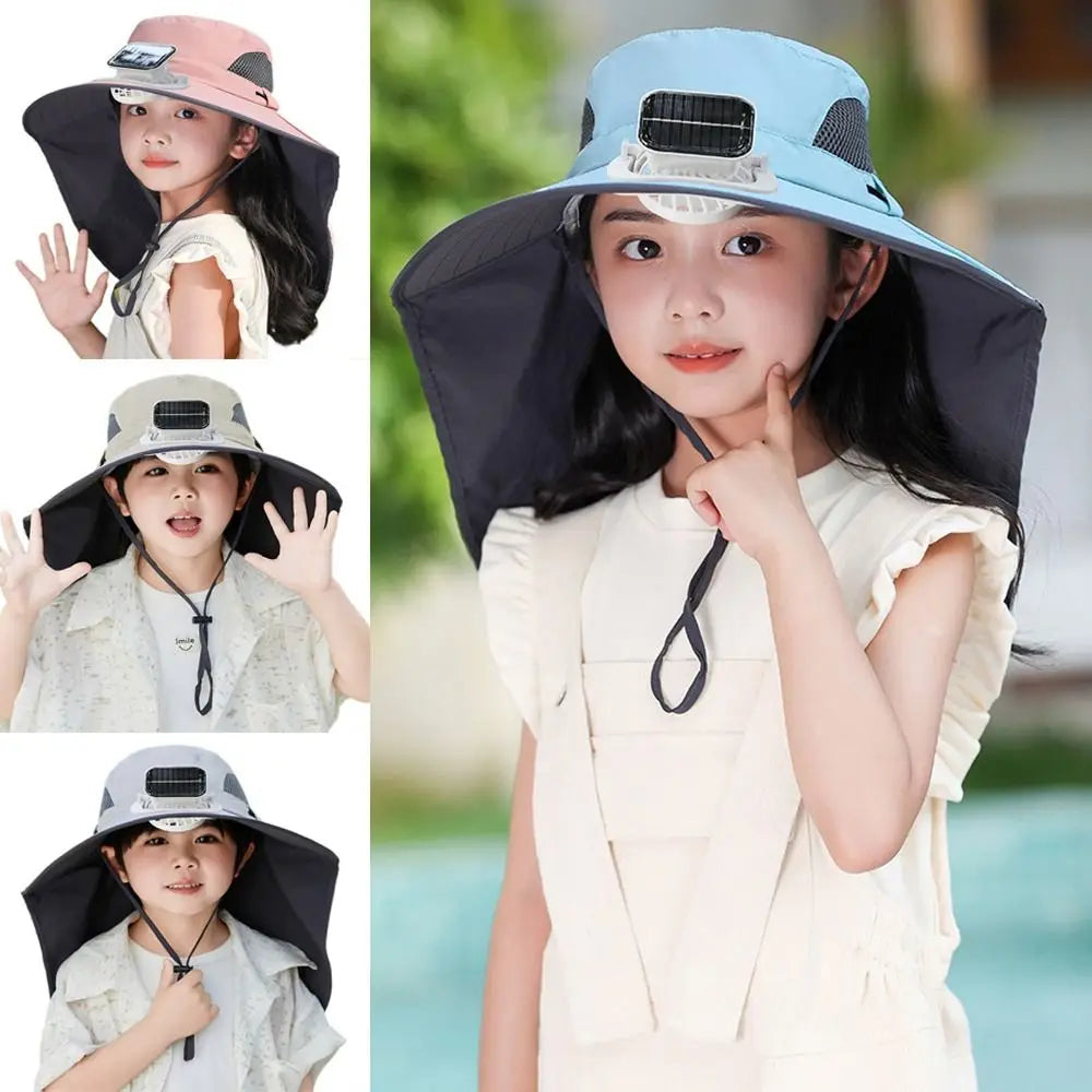 Adjustable Kids Solar Fan Hat