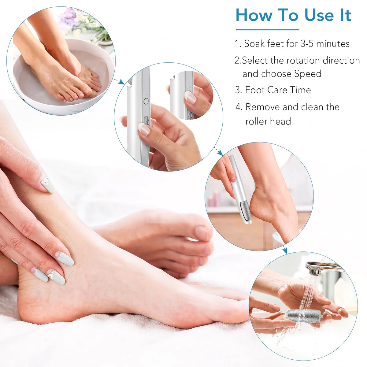 Electric Feet Callus Remover, Portable Foot File, Waterproof