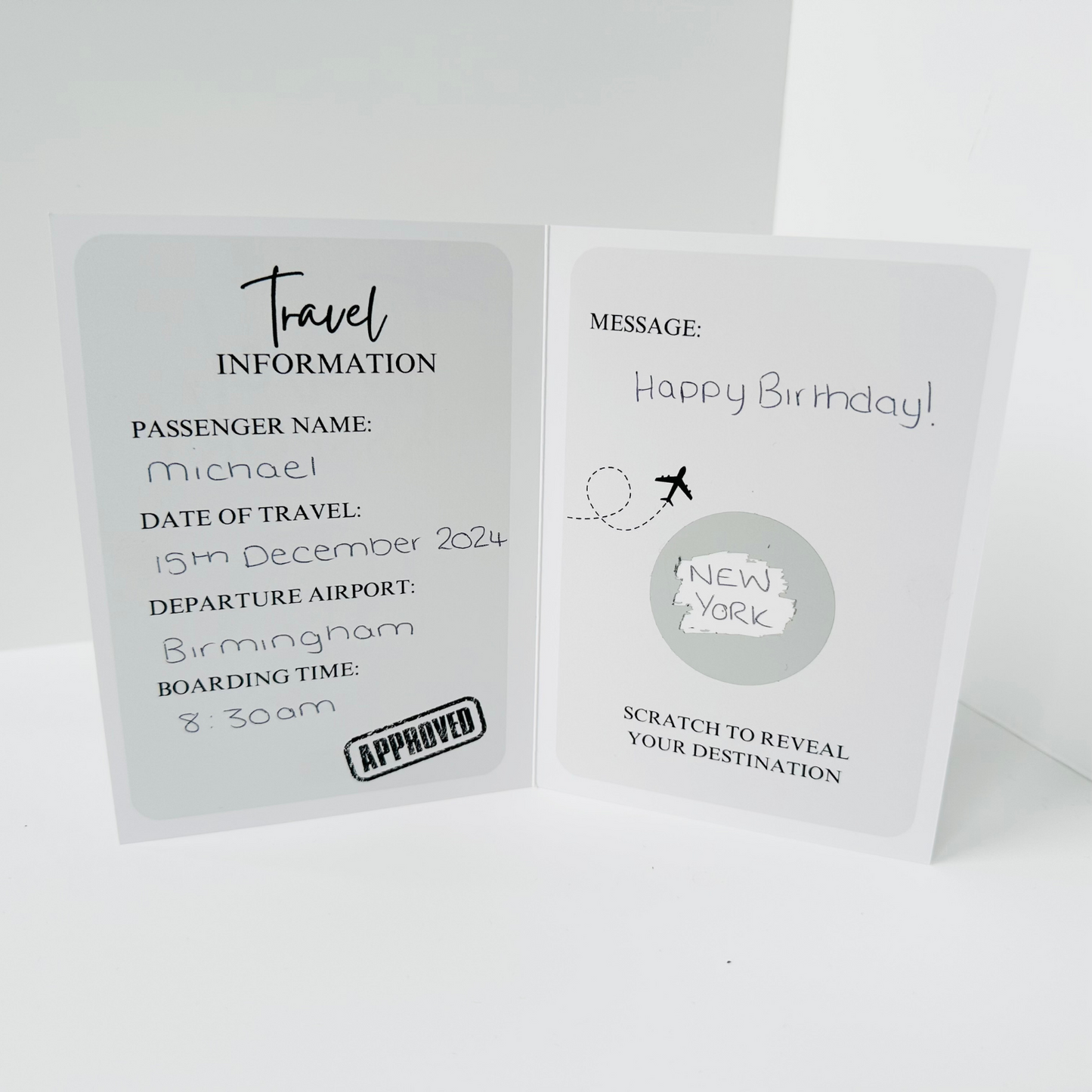Travel Passport Silver Foiled DIY Scratch Reveal Card - Grey and Silver