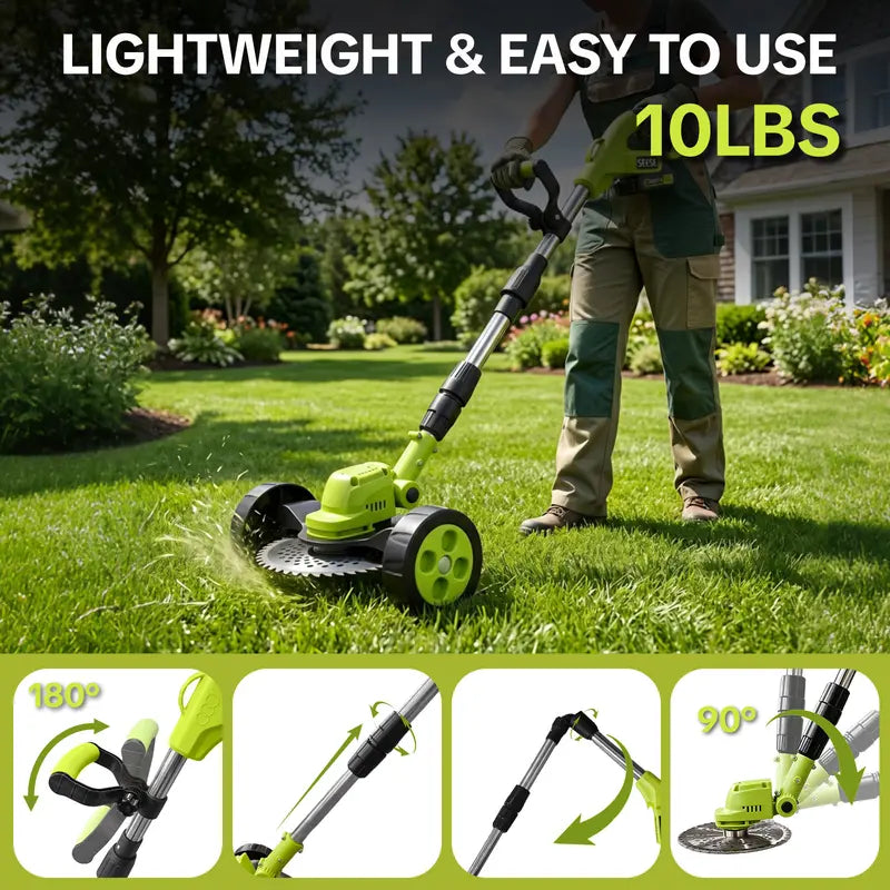 21V 3-in-1 Cordless Grass Trimmer with 2 Batteries