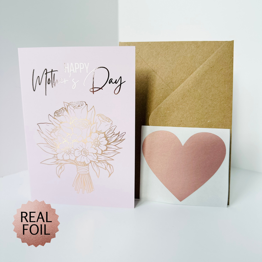 Mother's Day Rose Gold Foiled DIY Scratch Reveal Card - Rose Gold Flowers