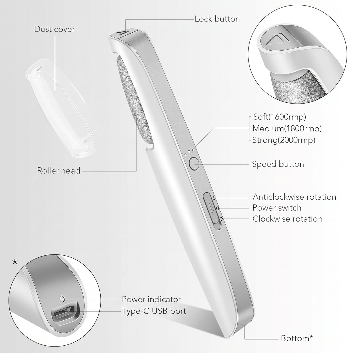 Electric Feet Callus Remover, Portable Foot File, Waterproof