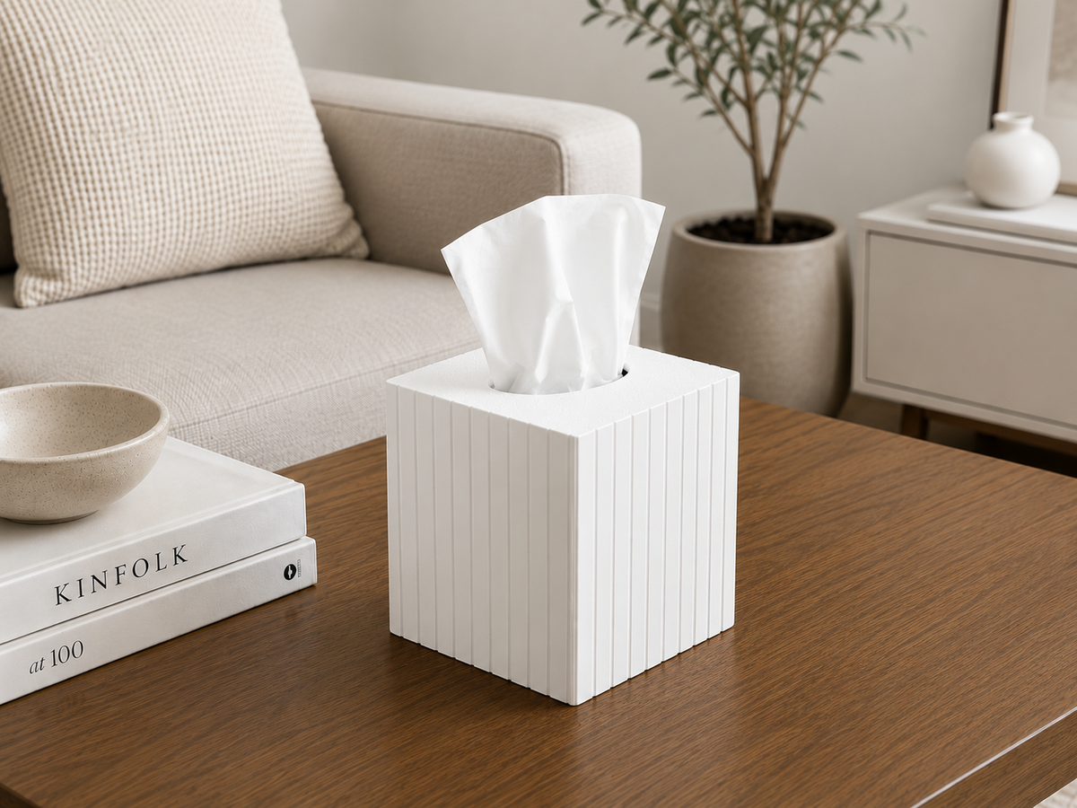 Fluted Square Tissue Box Cover