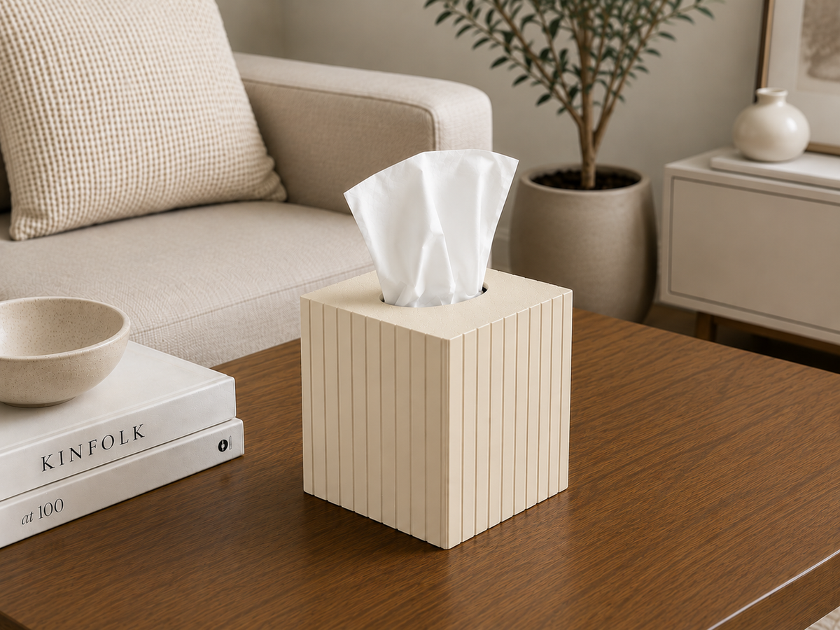 Fluted Square Tissue Box Cover