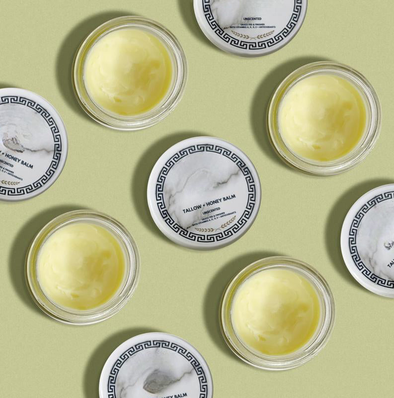 Grass-Fed Tallow Balm with Honey & Vitamins A, D, E, K for Dry and Sensitive Skin