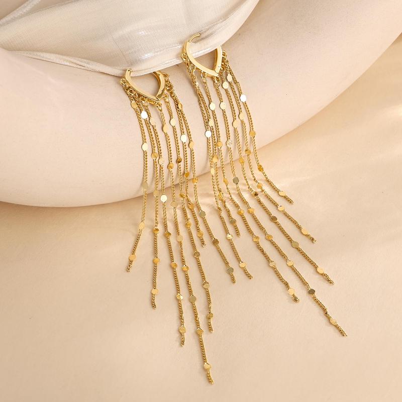 14K Gold-Plated Long Tassel Earrings