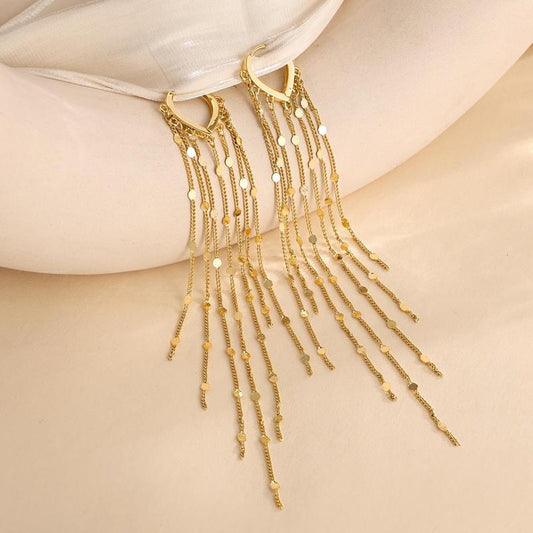 14K Gold-Plated Long Tassel Earrings