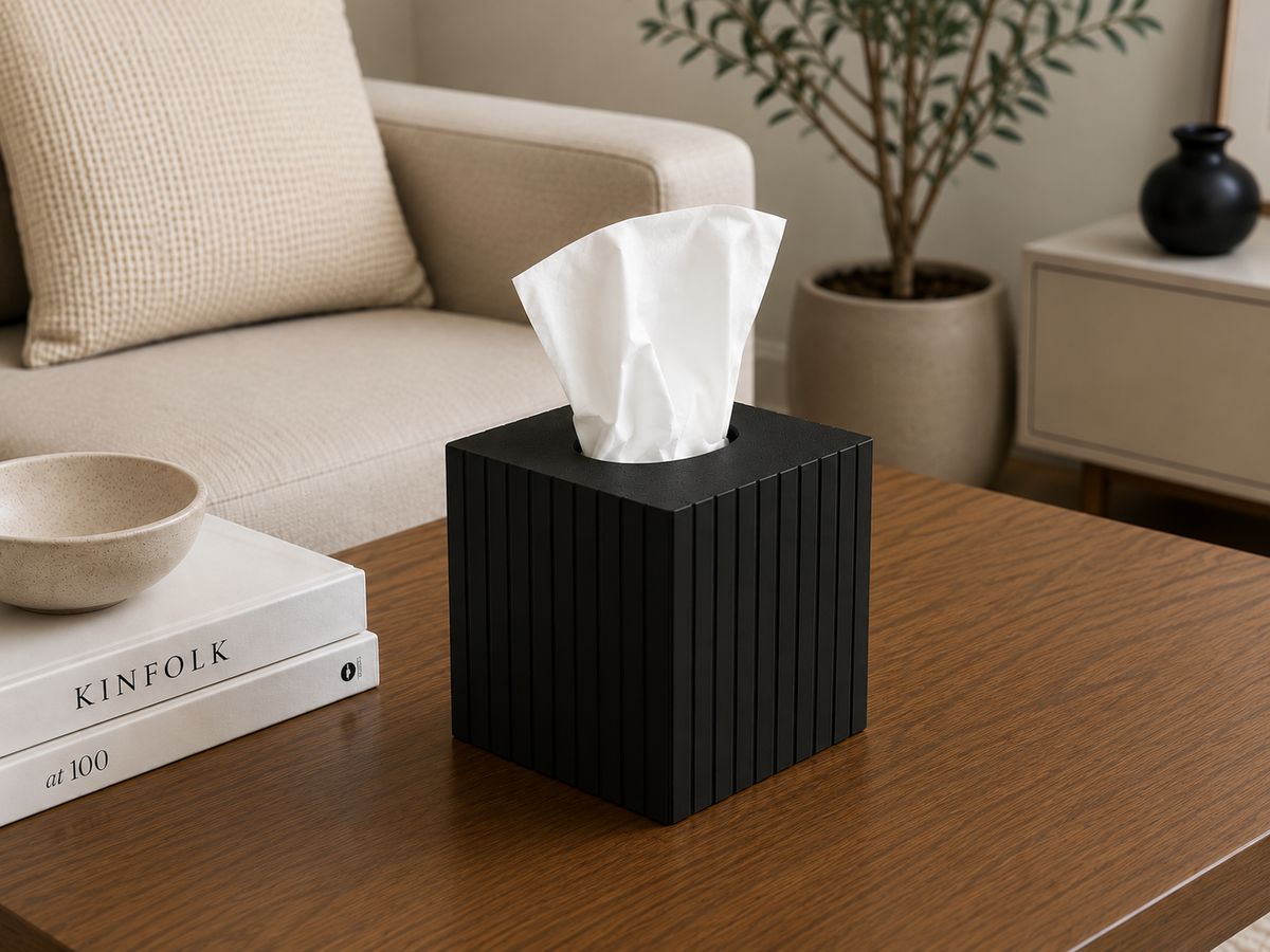 Fluted Square Tissue Box Cover