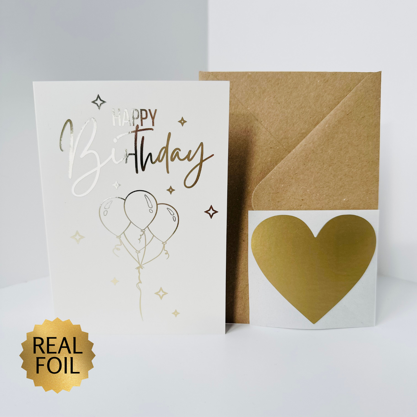 Birthday Gold Foiled DIY Scratch Reveal Card - Gold Balloons