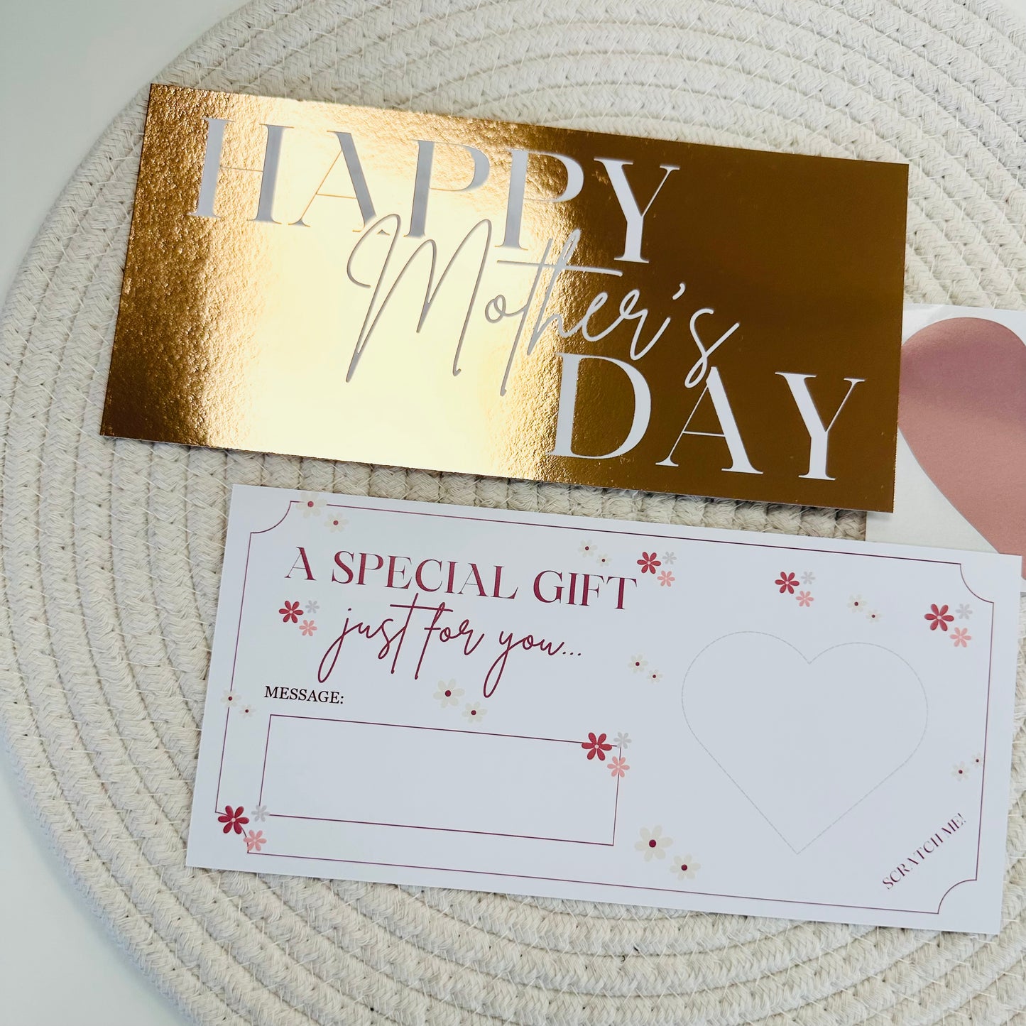 Mother's Day Rose Gold Foiled DIY Scratch Reveal Voucher