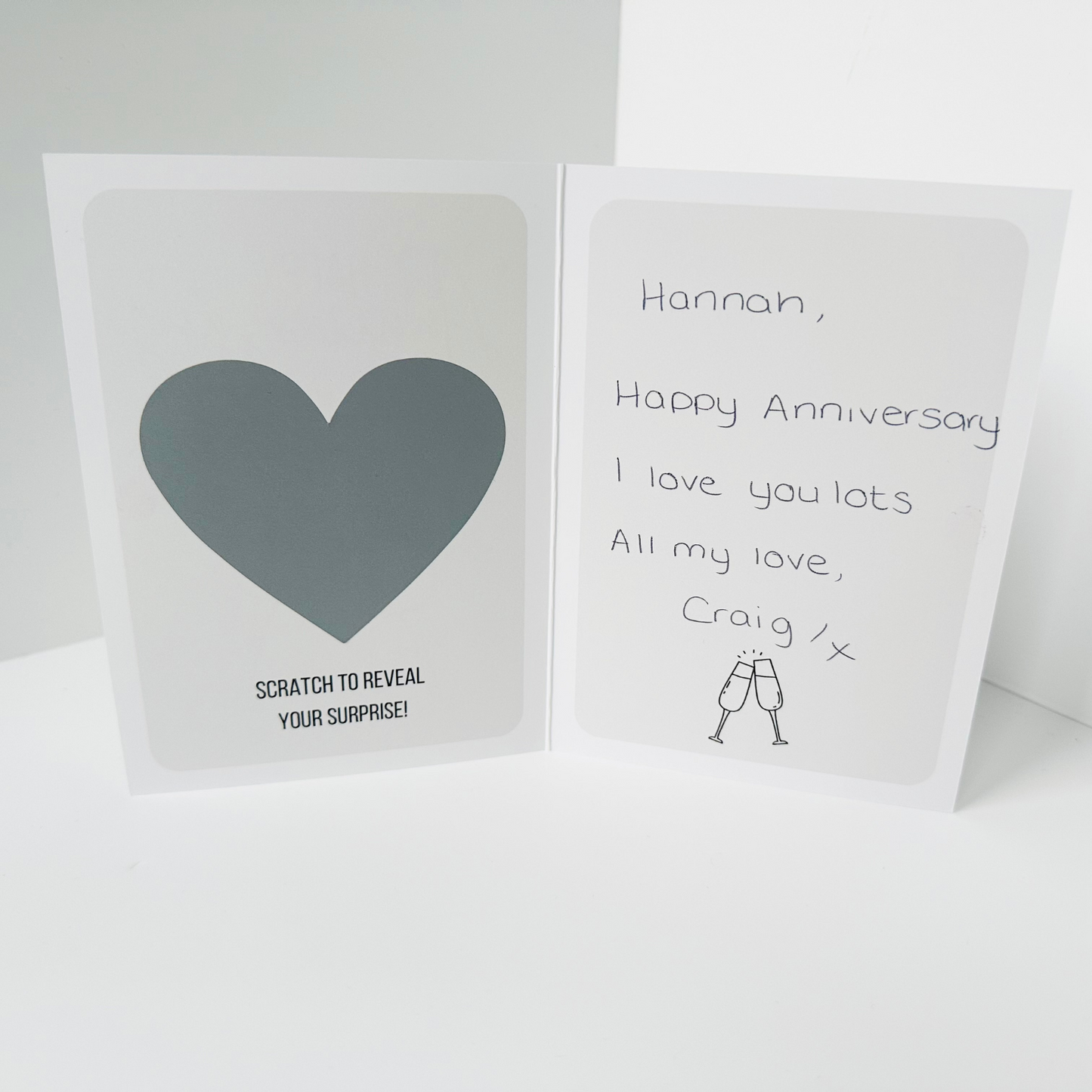 Anniversary Silver Foiled DIY Scratch Reveal Card - Champagne