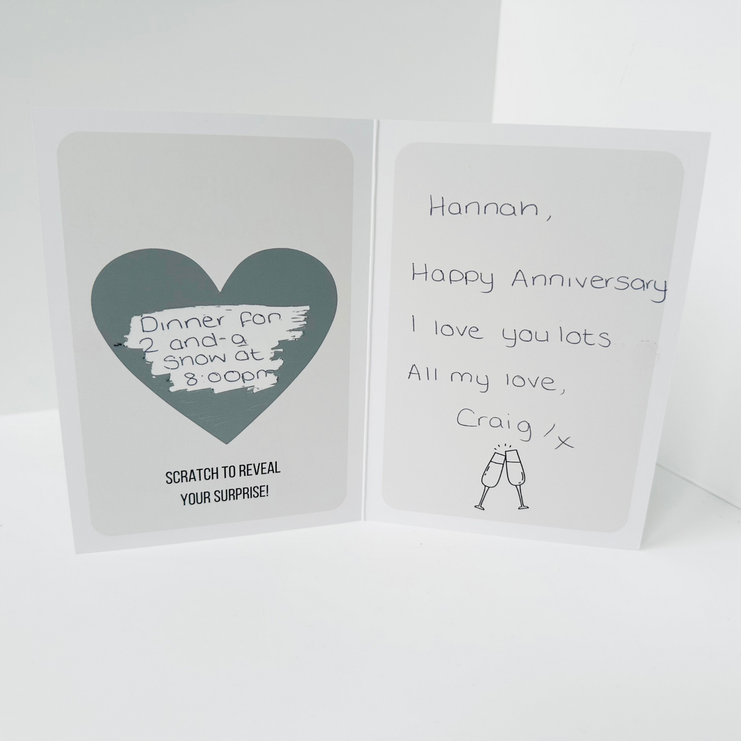 Anniversary Silver Foiled DIY Scratch Reveal Card - Champagne