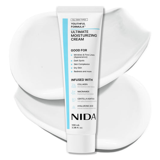 NIDA Youthful Formula Dry Skin Moisturizer with Hyaluronic Acid, Niacinamide & Collagen