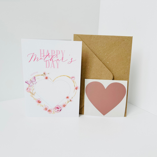 Mother's Day DIY Scratch Reveal Card - Pink Roses