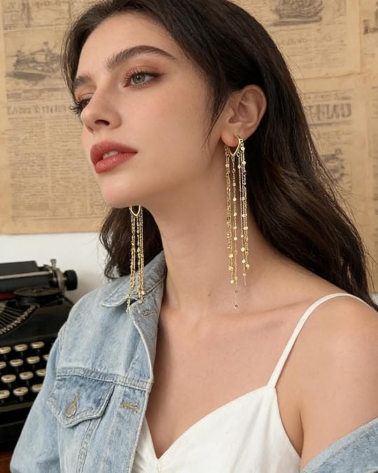 14K Gold-Plated Long Tassel Earrings