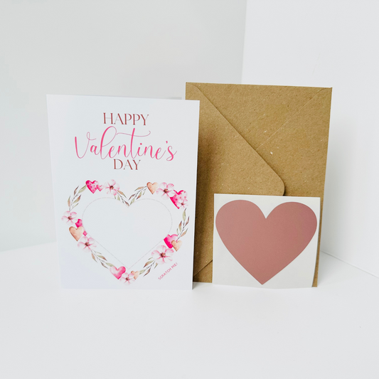 Valentine's DIY Scratch Reveal Card - Pink Hearts