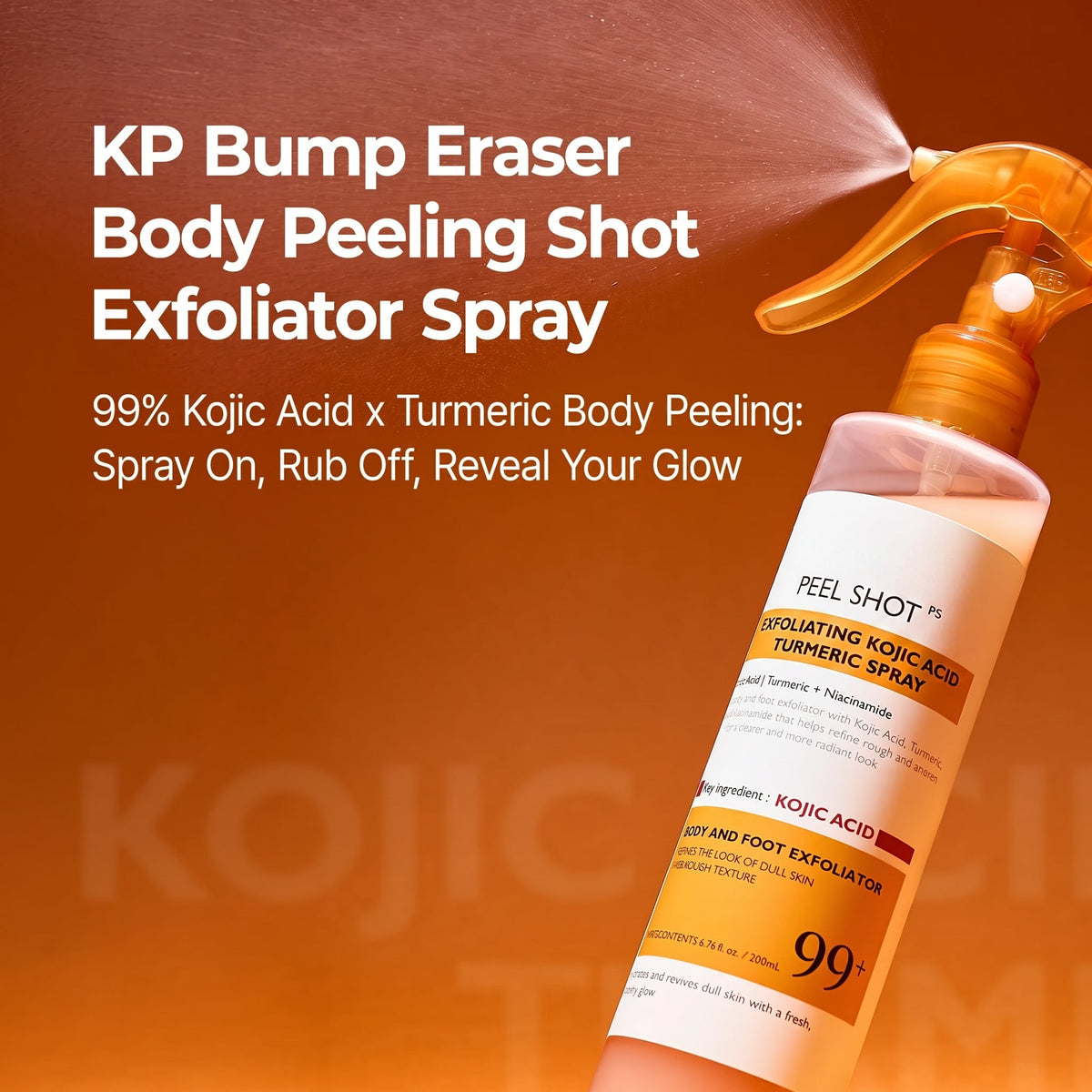 Kojic Acid Turmeric Body Spray for Dark Spots and Rough Texture