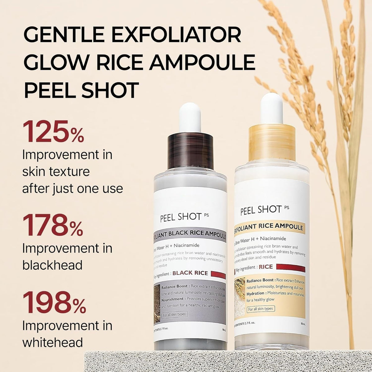 Peel Shot Glow Rice Ampoule Duo with Niacinamide for Pores and Glow
