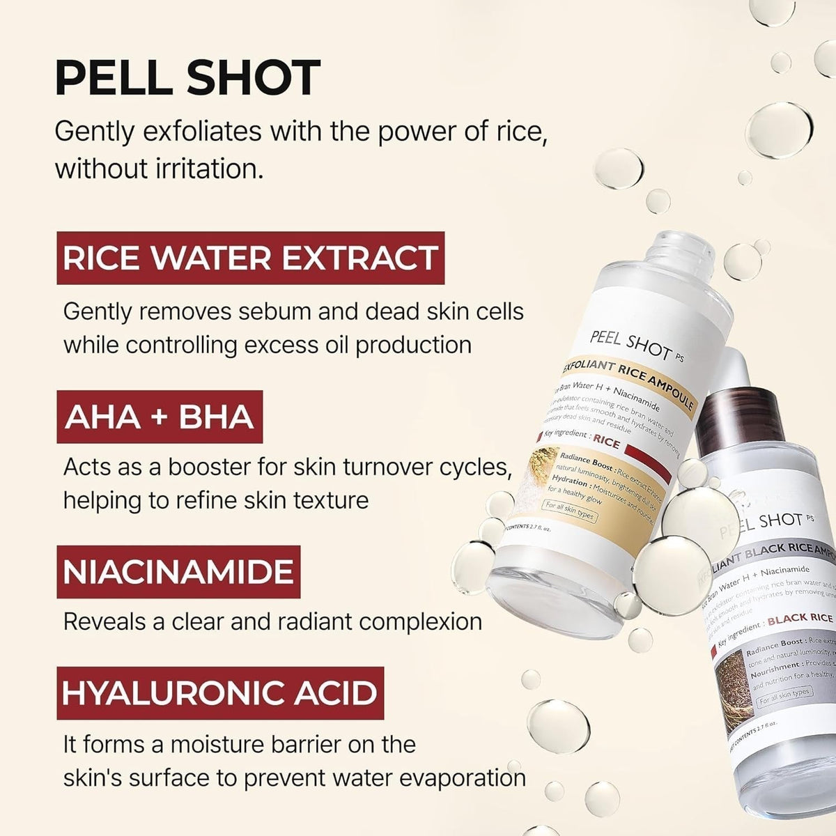 Peel Shot Glow Rice Ampoule Duo with Niacinamide for Pores and Glow