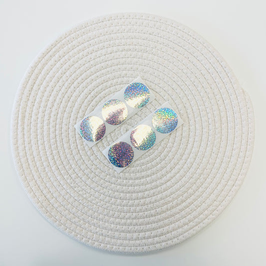 Circle 3.5cm Scratch-Off Sticker (Silver Glitter) - Pack of 50