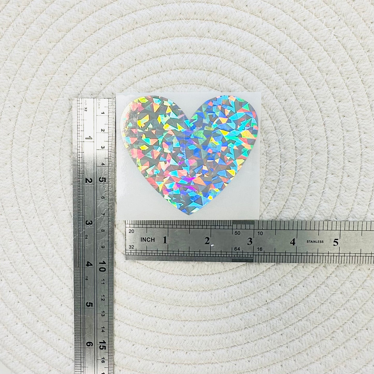 Heart 7x8cm Scratch-Off Sticker (Silver Glass) - Pack of 50