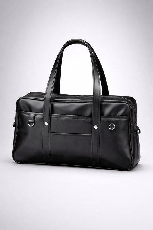 Black handbag for school in smooth vegan leather | Orvieto