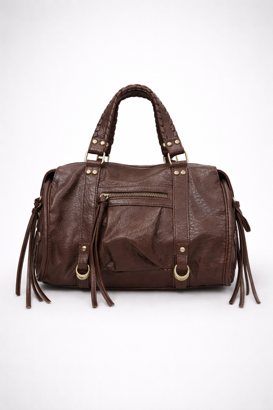 Brown Vegan   Leather Handbag for School | Cortona