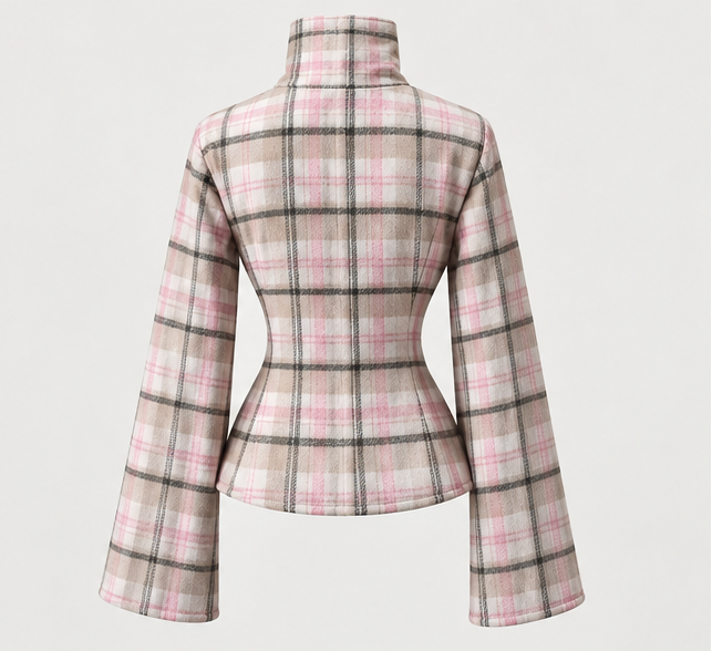 Rosewood Tartan Collared Jacket