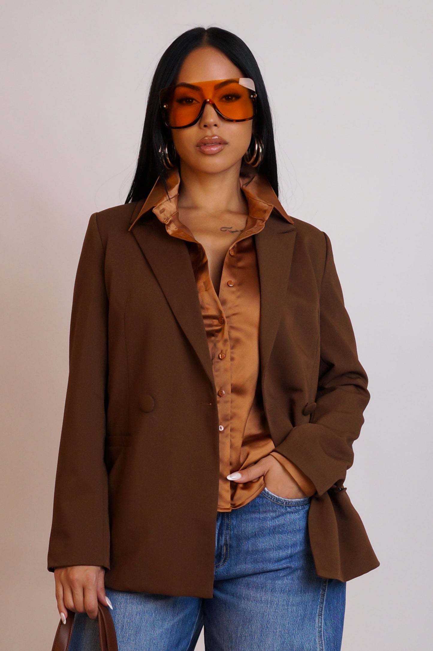 Stunnin' On Yall Blazer - Brown By Tix Design Studio