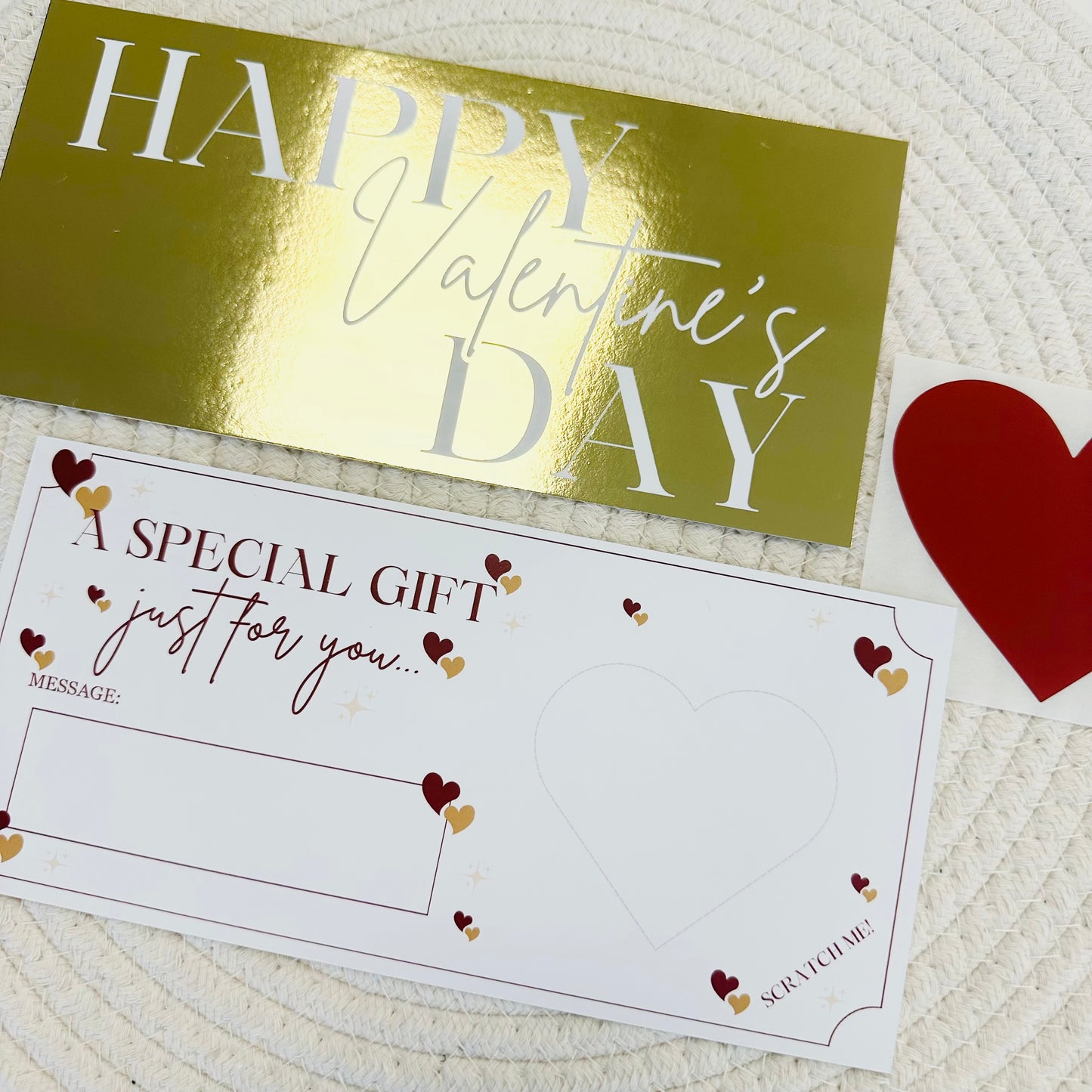 Valentine's Gold Foiled DIY Scratch Reveal Voucher