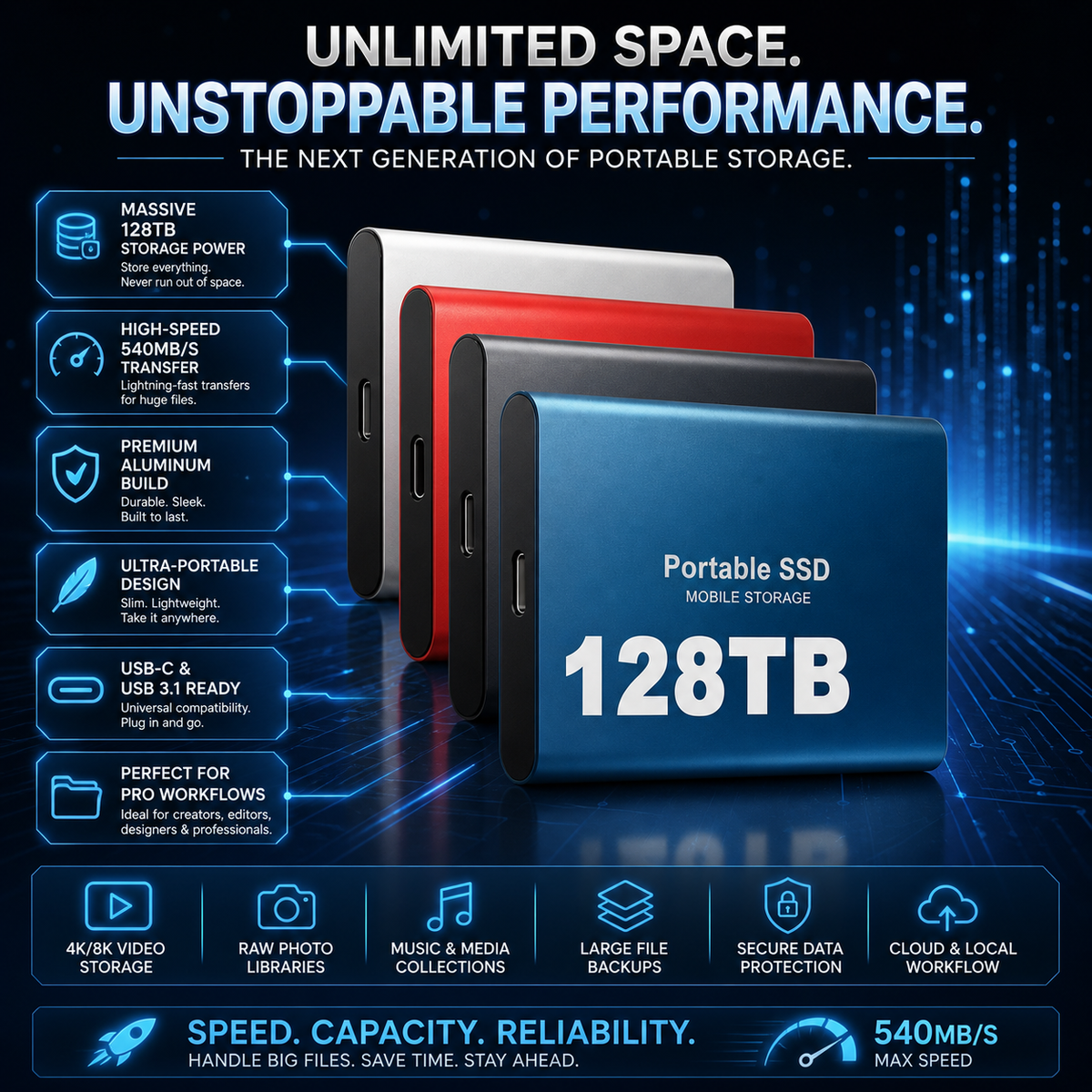 Portable SSD External Hard Drive
