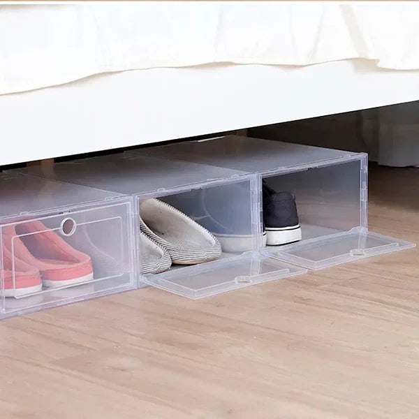 6pcs Clear Shoe Box Stackable Plastic Organizer