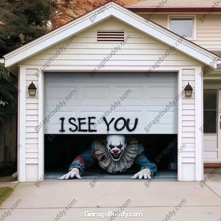 Peeking Clown Garage Door Cover