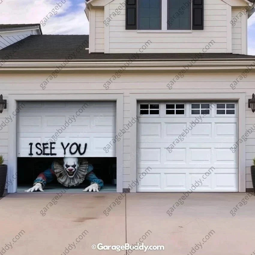 Peeking Clown Garage Door Cover