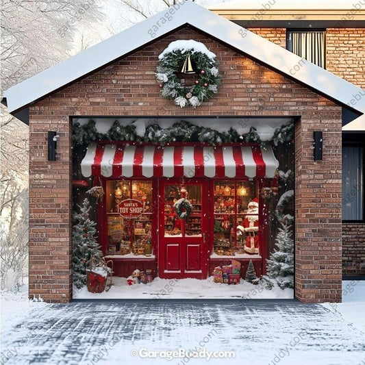 Santa's Toy Shop Garage Door Cover