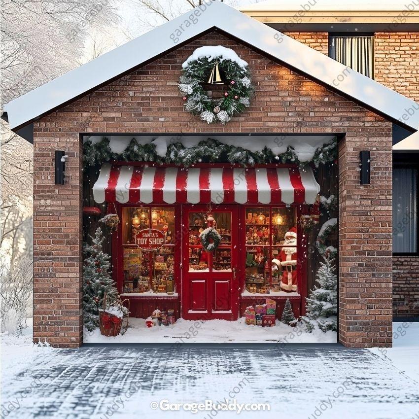 Santa's Toy Shop Garage Door Cover