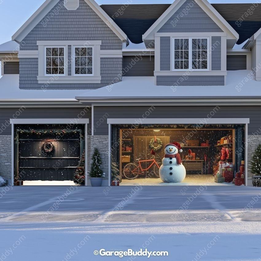 Snowman Garage Door Cover