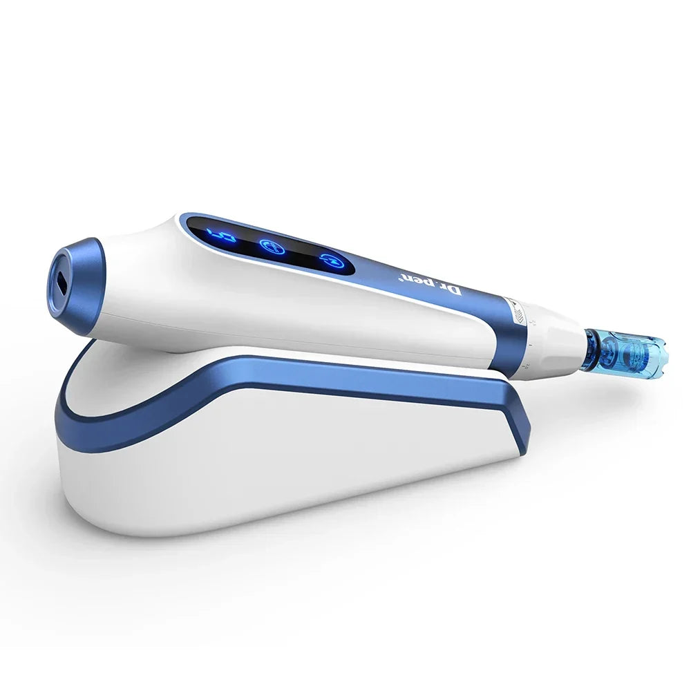 Wireless Electric Microneedling Pen for Face and Body - Professional Skin Rejuvenation and Anti-Aging Device with LCD Display and 6 Speed Levels
