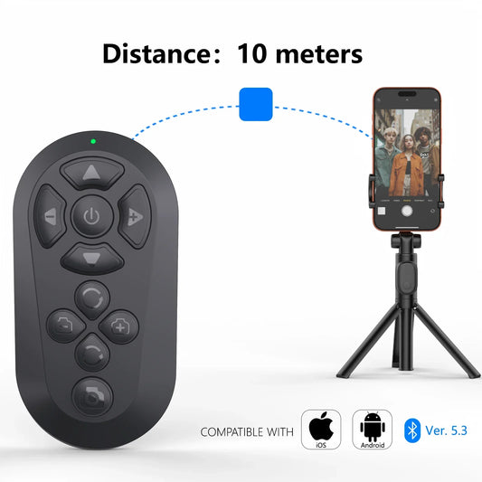 Bluetooth Wireless Remote Control for TikTok and Short Videos - Rechargeable Page Turner and Selfie Camera Shutter for iPhone and Android