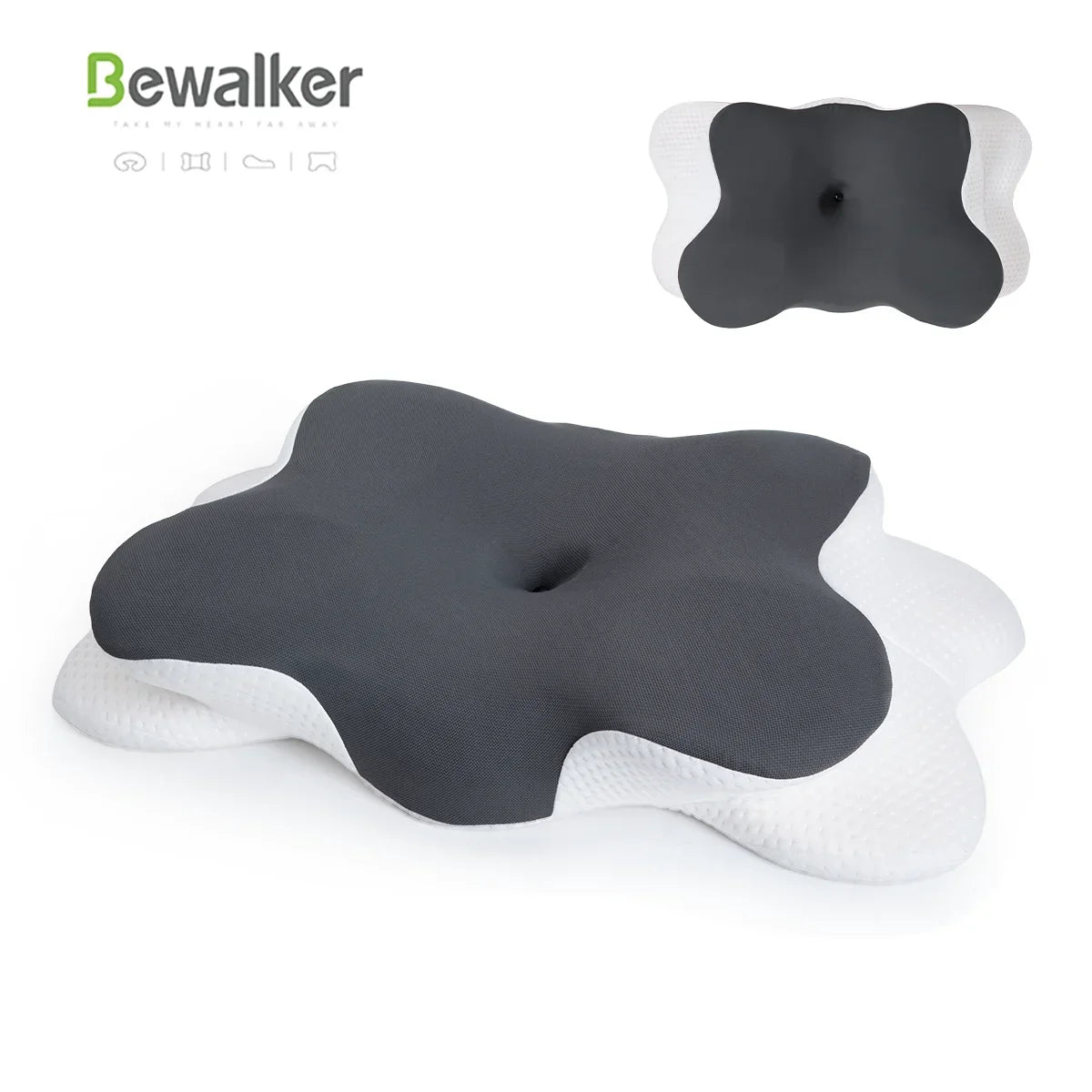 Orthopedic Memory Foam Butterfly Sleep Pillow - Ergonomic Contour Neck Support for Side and Back Sleepers - Breathable Bed Pillow for Adults
