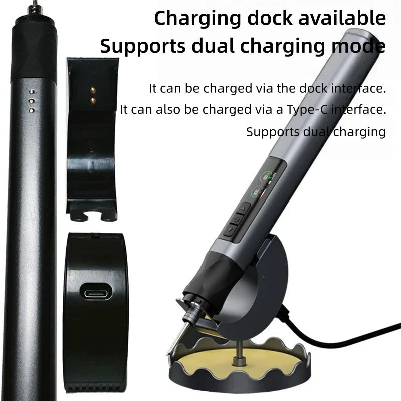 Optimized Product Title Portable USB Wireless Soldering Iron with OLED Digital Display - 1900mAh Lithium Battery Power Tool Set for Electronics Repair - Temperature Range 180-480°C