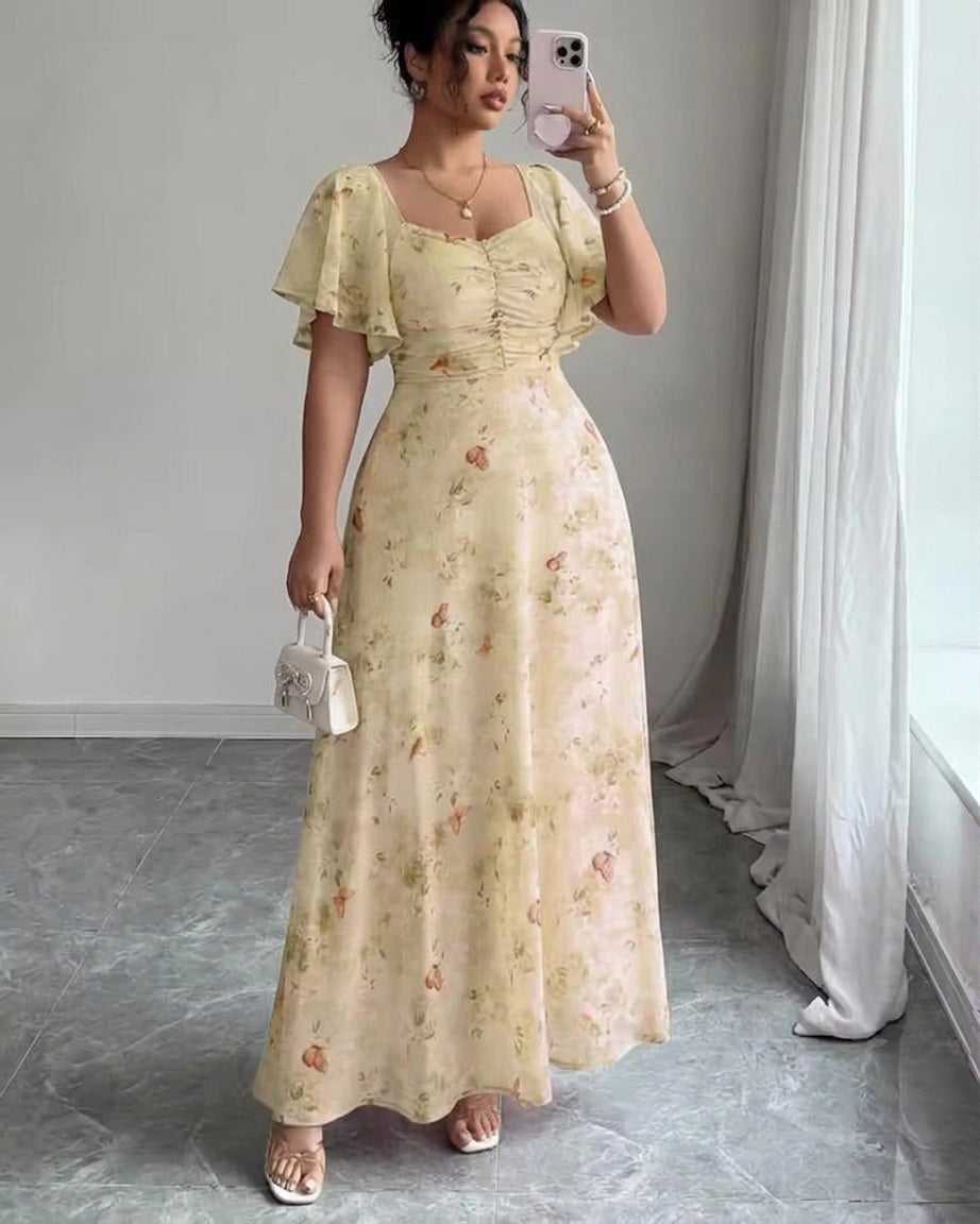 Slim Dress with Ruffle Sleeves