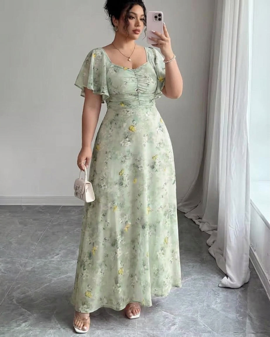 Slim Dress with Ruffle Sleeves